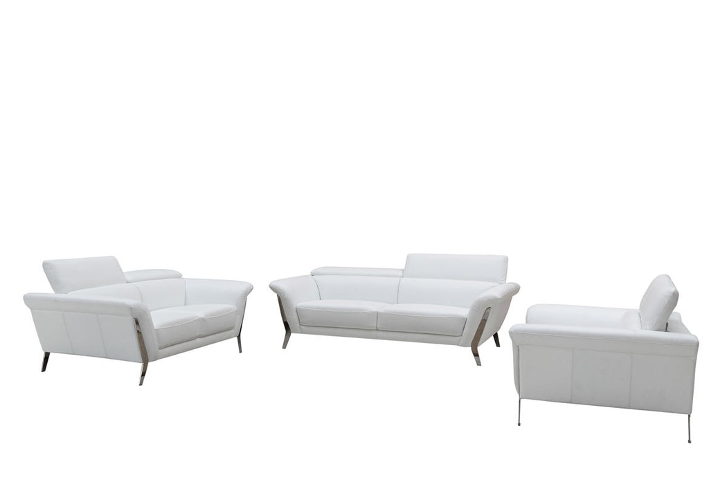 Leather Sofa Set - White / Steel