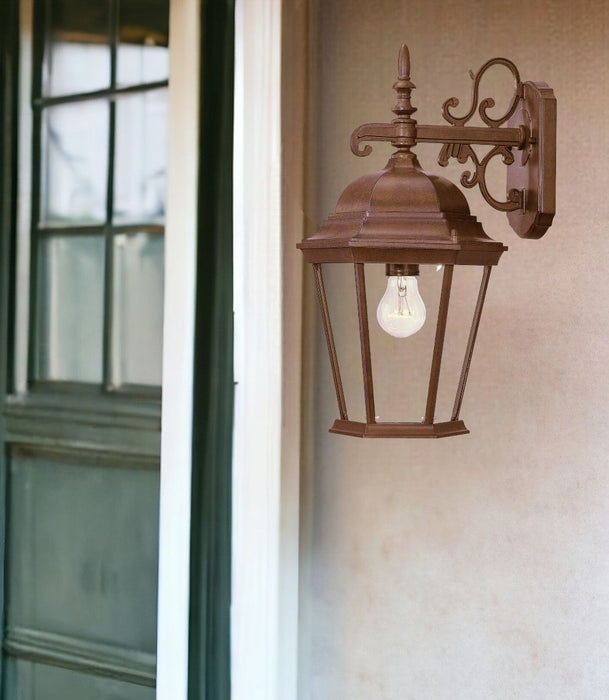 Domed Hanging Lantern Wall Light - Brown