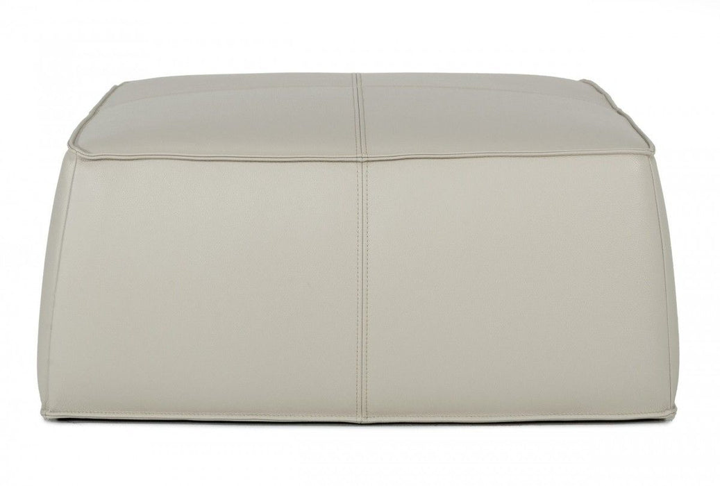 Faux Leather Cocktail Ottoman - Light Gray