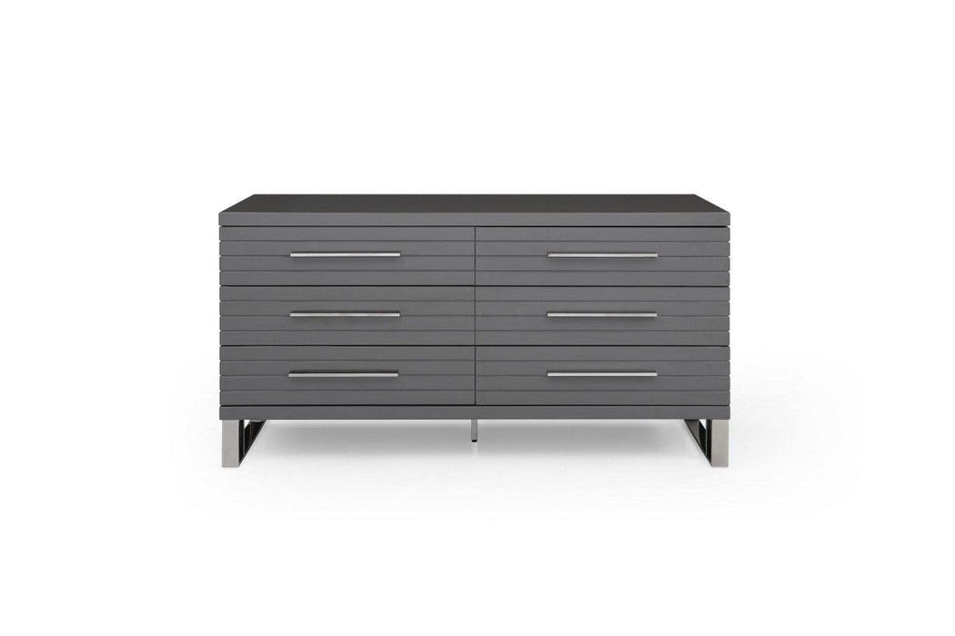 Solid Wood Six Drawer Dresser - Gray