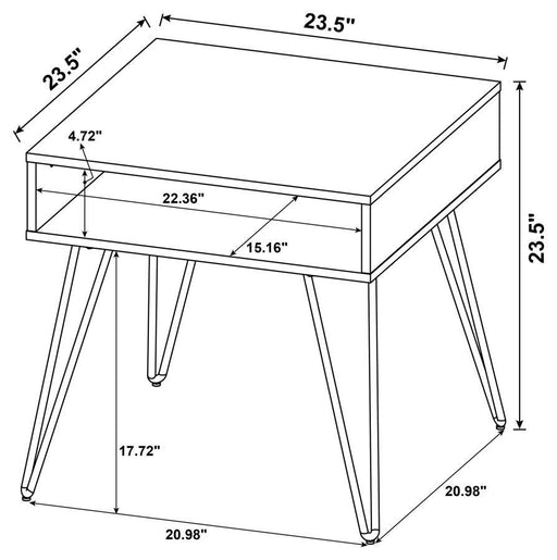 Fanning - Square End Table With Open Compartment - Golden Oak And Black - Simple Home Plus