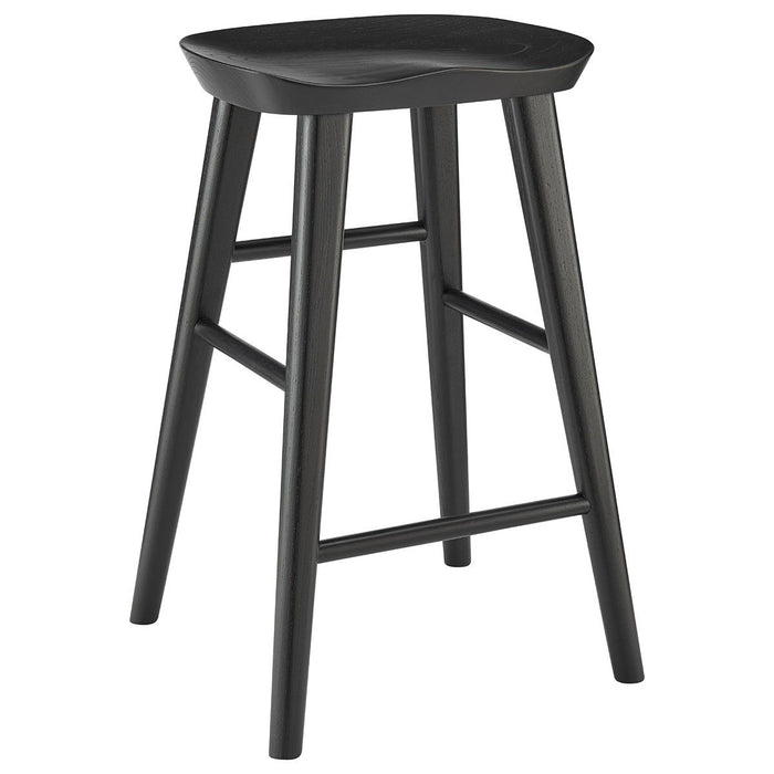 Solid Wood Backless Counter Height Bar Chair - Black