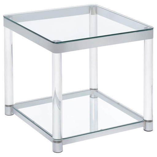 Anne - End Table With Lower Shelf - Chrome And Clear - Simple Home Plus