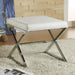 Rita - X-Cross Square Ottoman - White And Chrome - Simple Home Plus