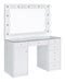 Acena - 7-Drawer Glass Top Vanity Desk With Lighting - White - Simple Home Plus