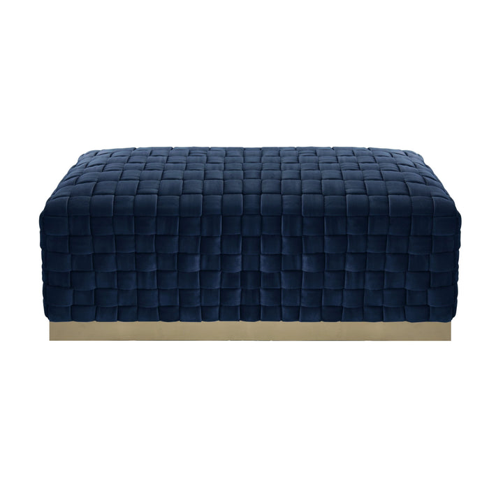 Upholstered Velvet Bench 40" - Navy Blue / Gold