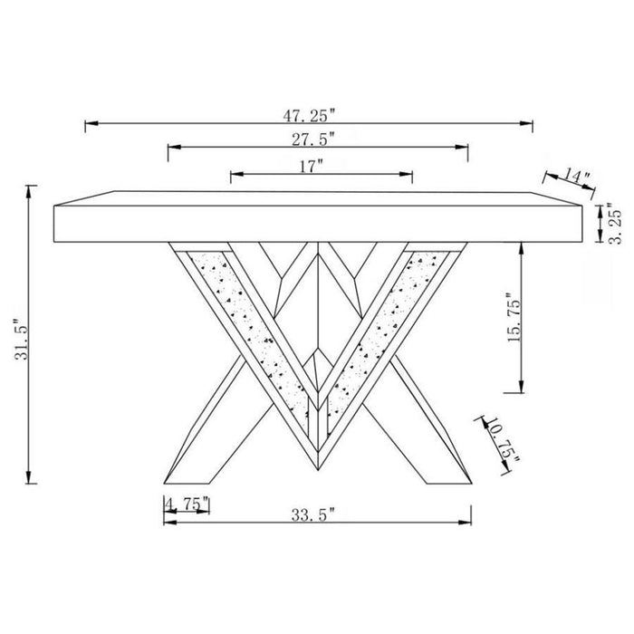 Taffeta - V-Shaped Sofa Table With Glass Top - Silver - Simple Home Plus