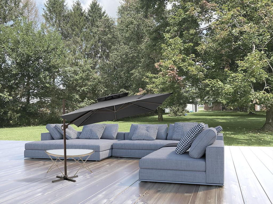 Round Tilt Cantilever, Patio Umbrella With Stand - Dark Gray