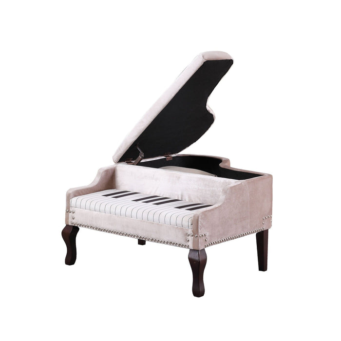 Velour Baby Grand Piano Storage Bench - Silver