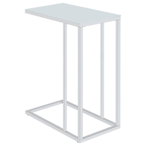 Stella - Glass Top Accent Table - Chrome And White - Simple Home Plus