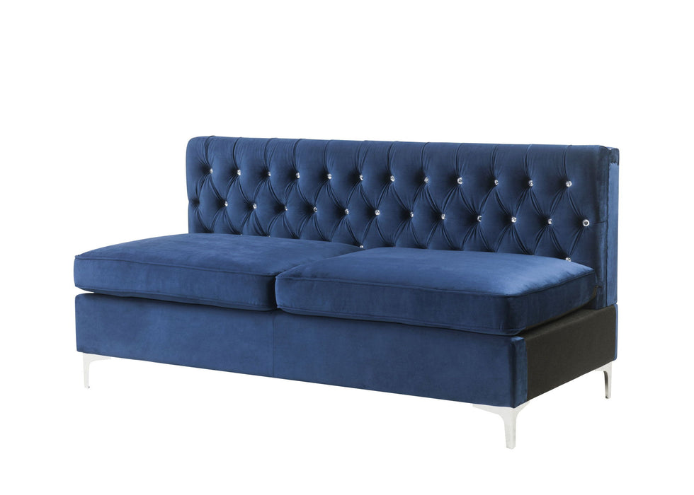 Sofa And Toss Pillows With Silver Legs - Blue