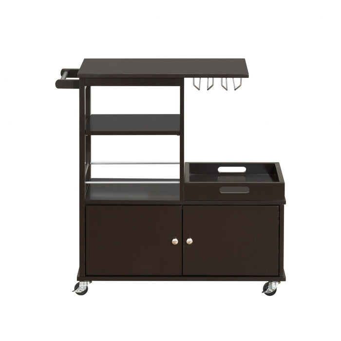 Wenge Wood Casters Kitchen Cart - Brown