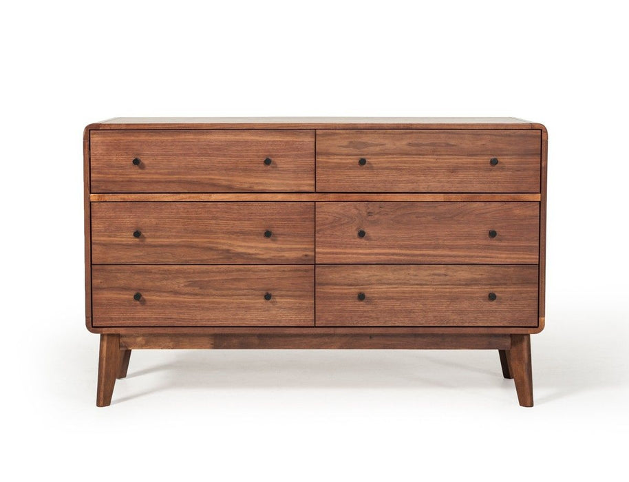 Six Drawer Double Dresser Solid Wood - Walnut