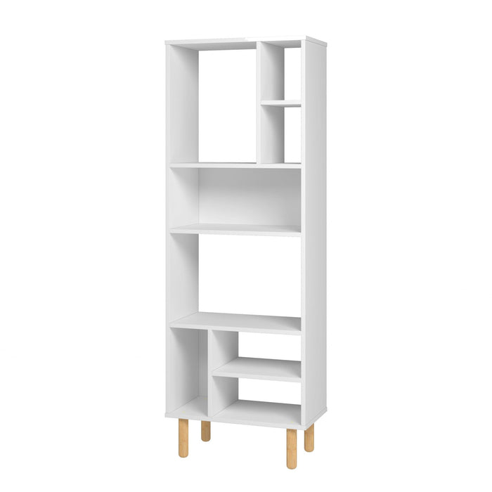 Eight Shelves Freestanding Shelving Unit - White / Natural