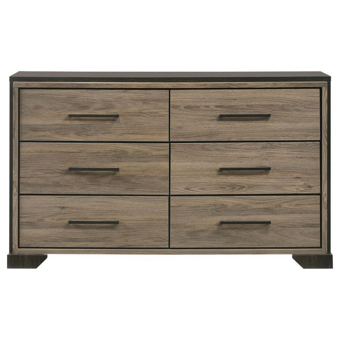 Baker - 6-Drawer Dresser - Brown And Light Taupe - Simple Home Plus