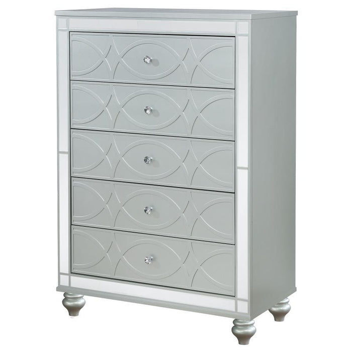 Gunnison - 5-Drawer Chest - Silver Metallic - Simple Home Plus