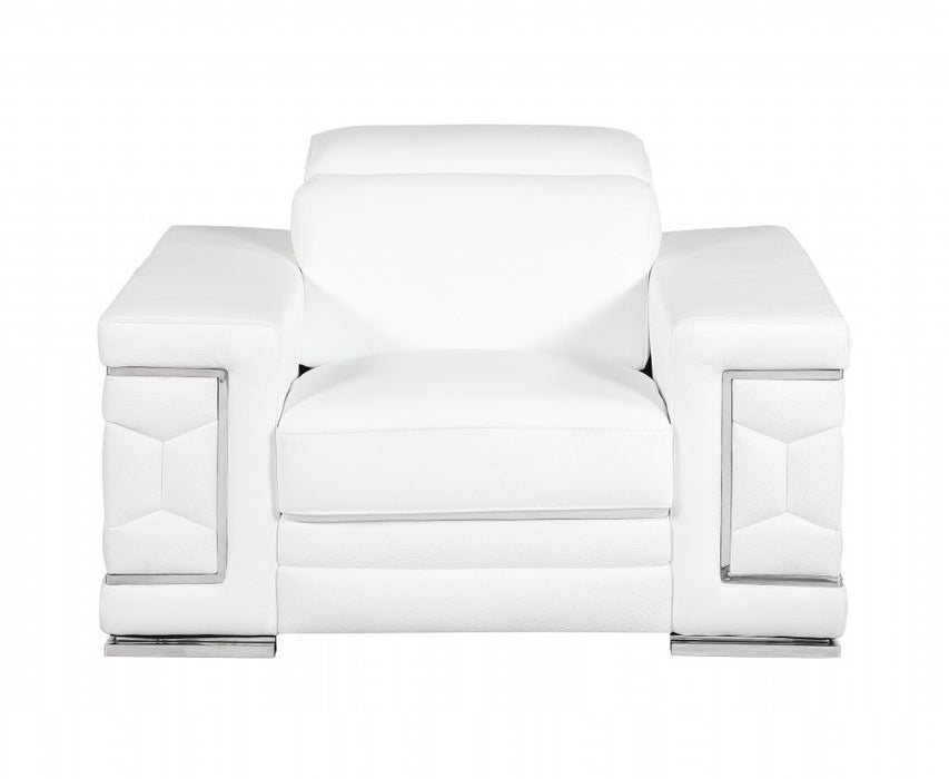 Three Piece Italian Leather Indoor Six Person Seating Set - White