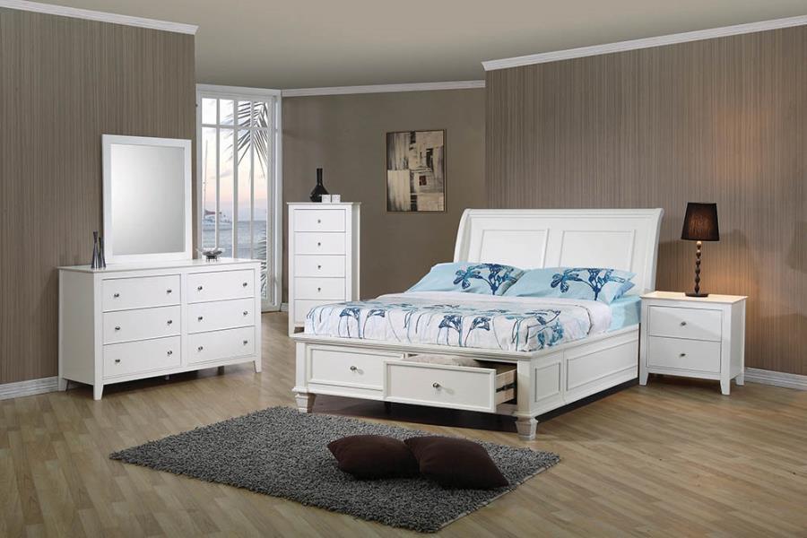 Selena - Sleigh Bed with Footboard Storage - Simple Home Plus