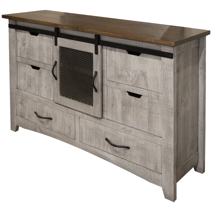 Solid Wood Six Drawer Triple Dresser - Light Gray