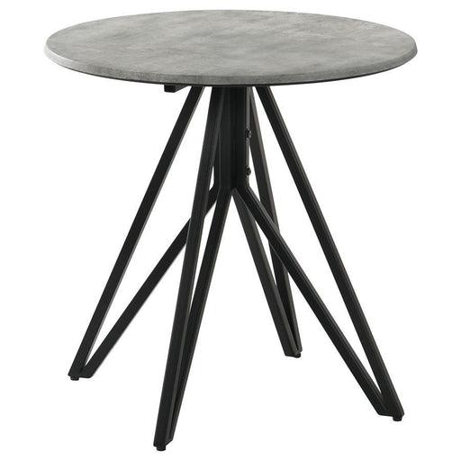 Hadi - Round End Table With Hairpin Legs - Cement And Gunmetal - Simple Home Plus