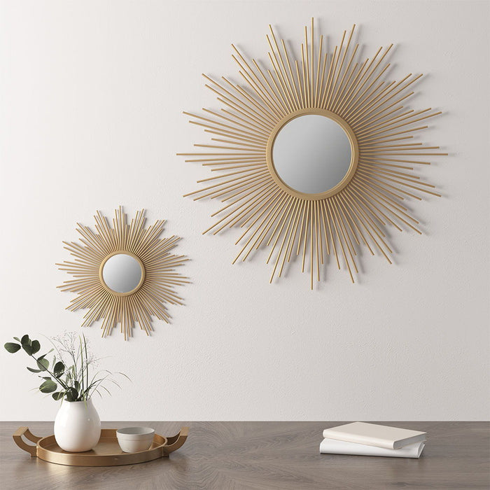 Fiore - Round Sunburst Wall Decor Mirror - Gold