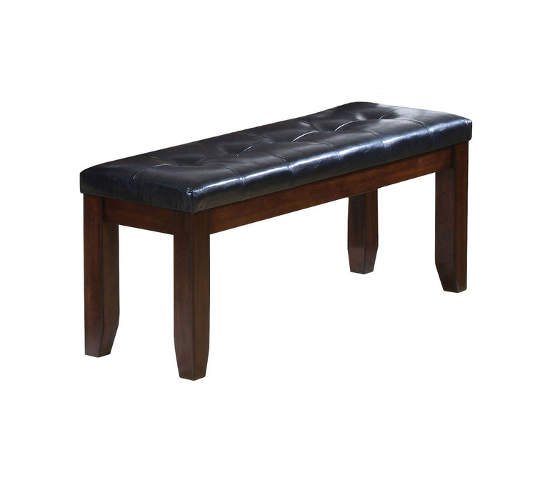 Upholstered Faux Leather Bench - Black / Espresso