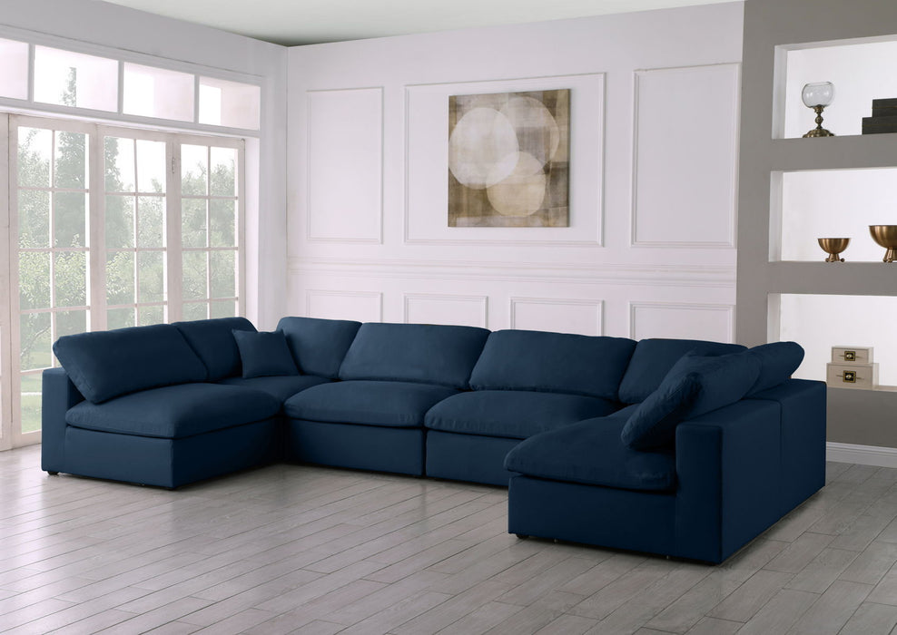 Plush - Velvet Standart Comfort Modular Sectional 6 Piece - Navy