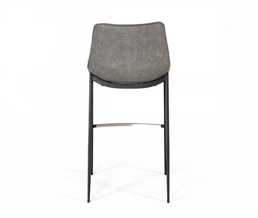 Faux Leather And Steel Bar Height Bar Chairs (Set of 2) - Gray / Black