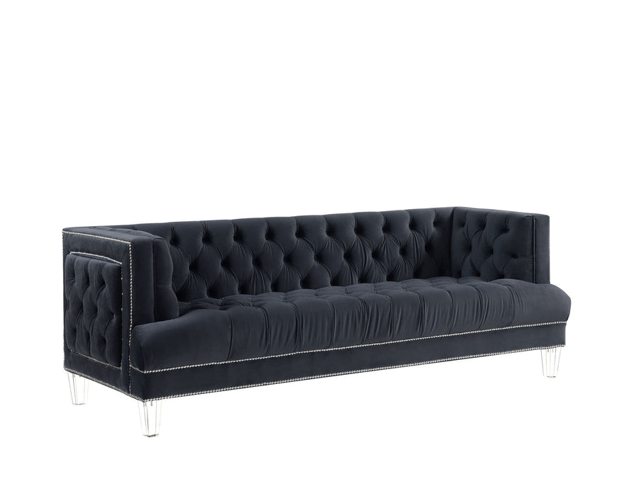 Velvet Sofa With Black Legs - Charcoal