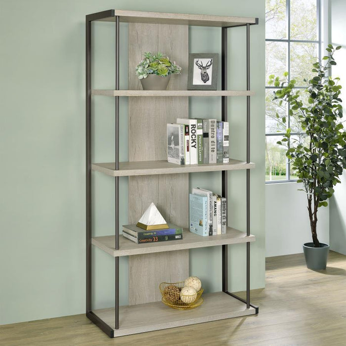 Loomis - 4-Shelf Bookcase - Whitewashed Gray - Wood - Simple Home Plus