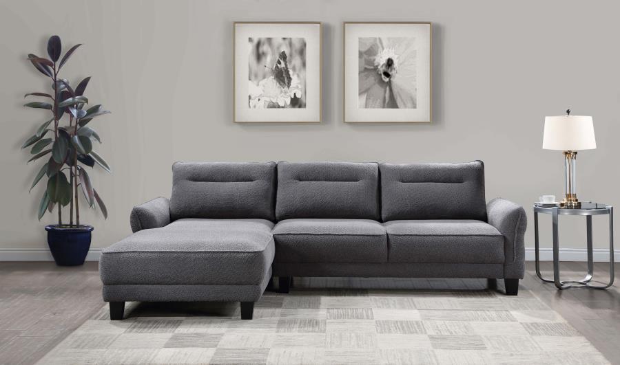 Caspian - Upholstered Curved Arms Sectional Sofa - Simple Home Plus