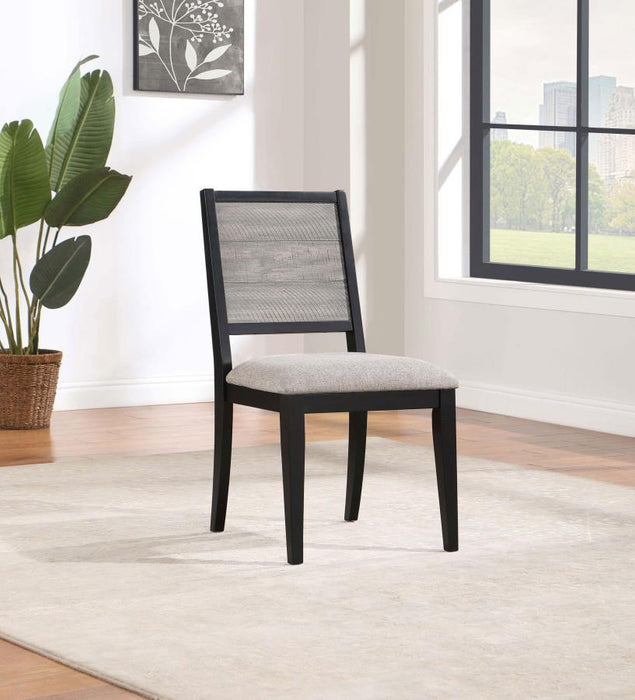 Elodie - Upholstered Padded Seat Dining Side Chair (Set of 2) - Dove Gray And Black - Simple Home Plus