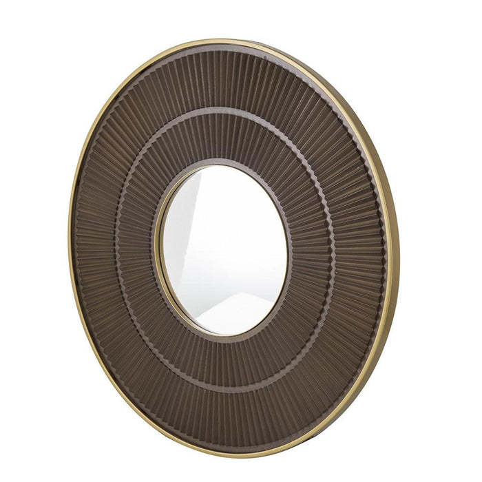 32" Round Framed Accent Mirror - Gold / Black