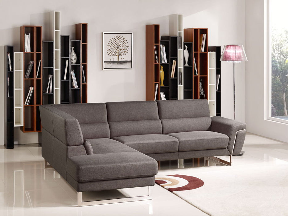 Fabric Foam Wood And Steel Sectional Sofa - Brown