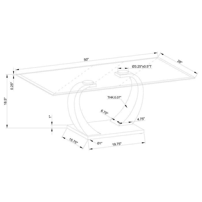 Pruitt - Glass Top Coffee Table - Clear And Satin - Simple Home Plus