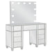 Allora - 9-Drawer Mirrored Storage Vanity Set With Hollywood Lighting - Metallic - Simple Home Plus