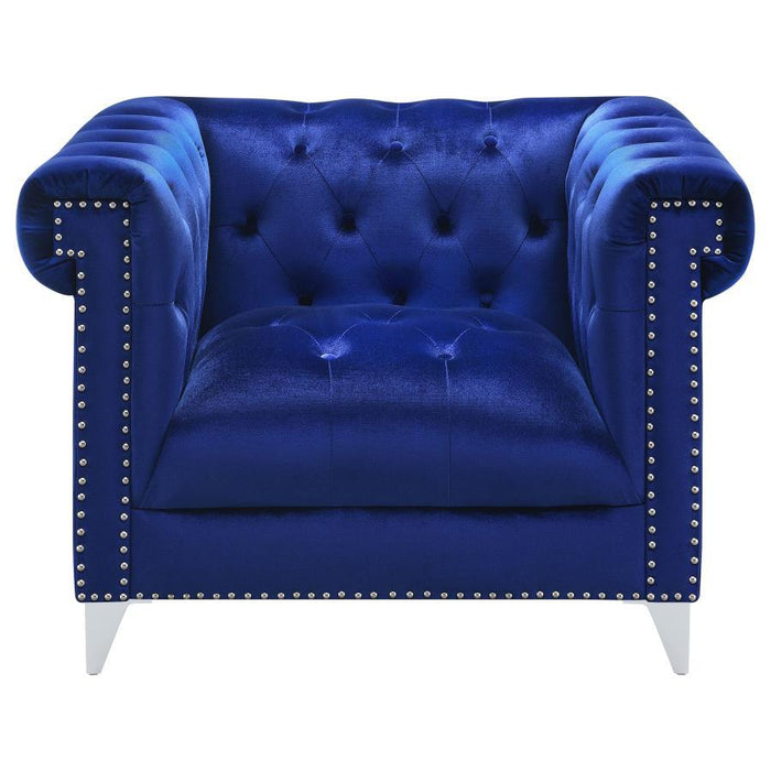 Bleker - Tufted Tuxedo Arm Chair - Blue - Simple Home Plus