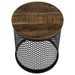 Aurora - Round Accent Table With Drum Base - Natural And Black - Simple Home Plus