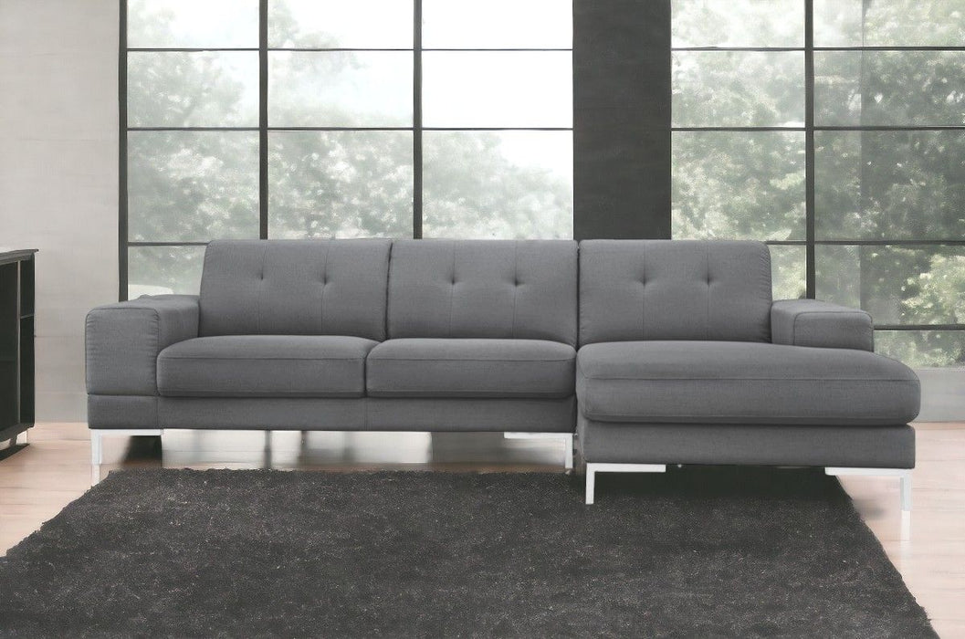 Polyester L Shaped Two Piece Sofa And Chaise Sectional - Dark Gray