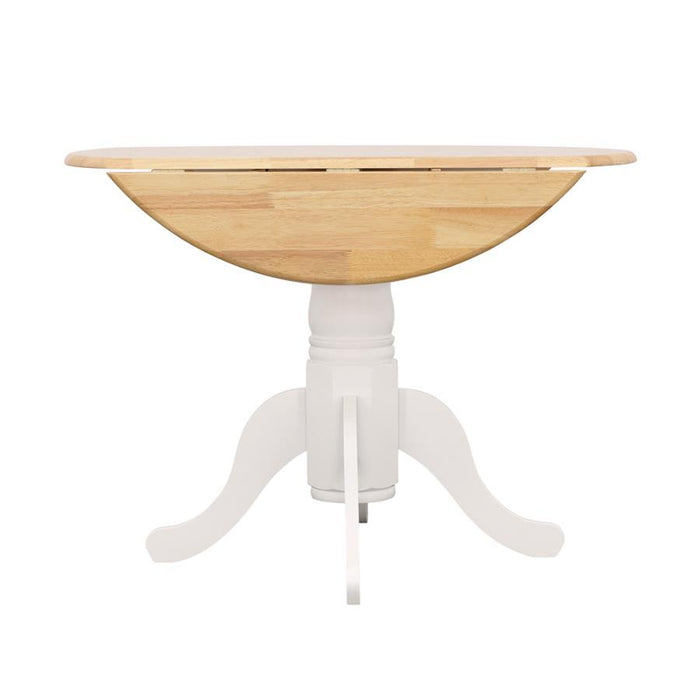 Allison - Drop Leaf Round Dining Table - Natural Brown And White - Simple Home Plus