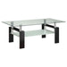 Dyer - Tempered Glass Coffee Table With Shelf - Black - Simple Home Plus