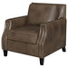 Leaton - Upholstered Recessed Arm Chair - Brown Sugar - Simple Home Plus