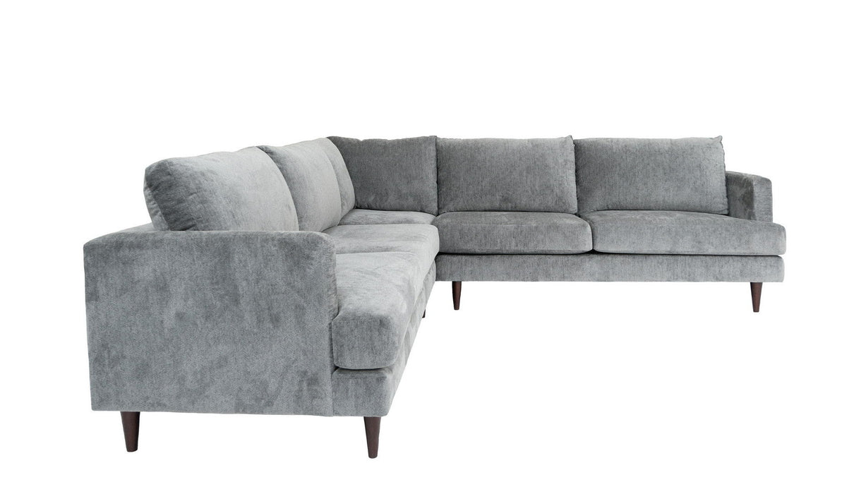 Velvet L Shaped Three Piece Sectional - Silver