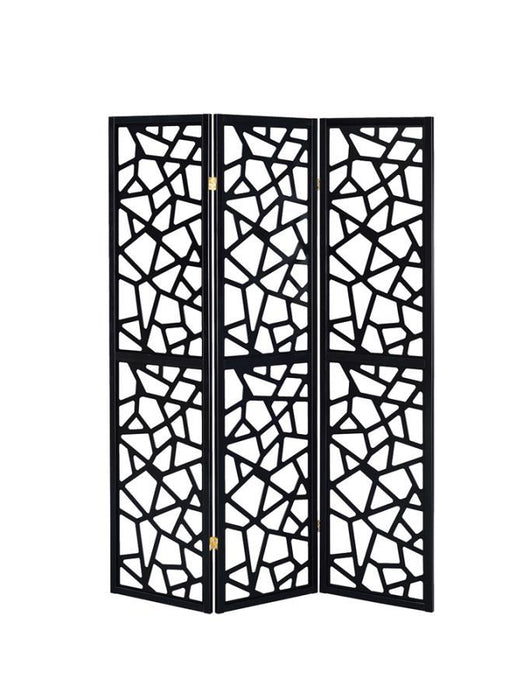 Nailan - 3-panel Open Mosaic Pattern Room Divider - Black - Simple Home Plus