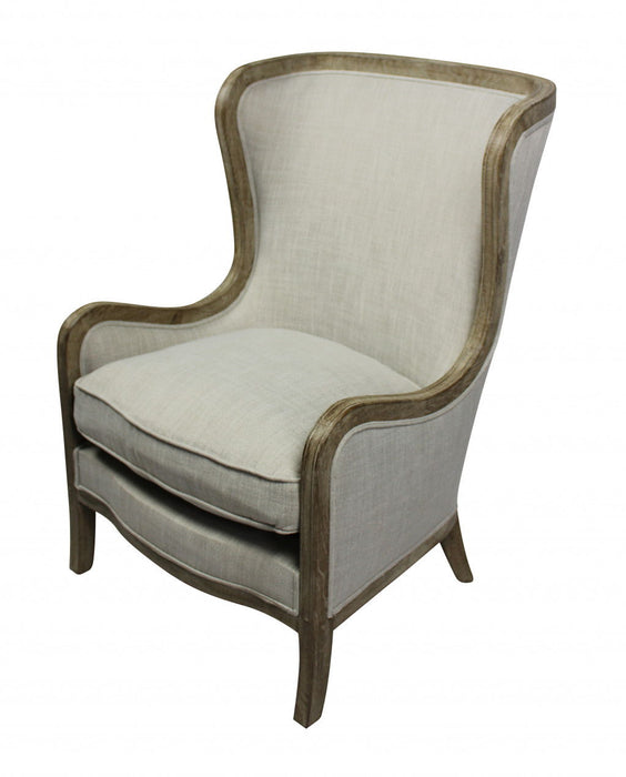 Linen Solid Color Lounge Chair - Ivory Taupe