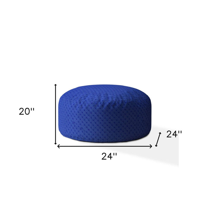 Polyester Round Pouf Ottoman - Blue