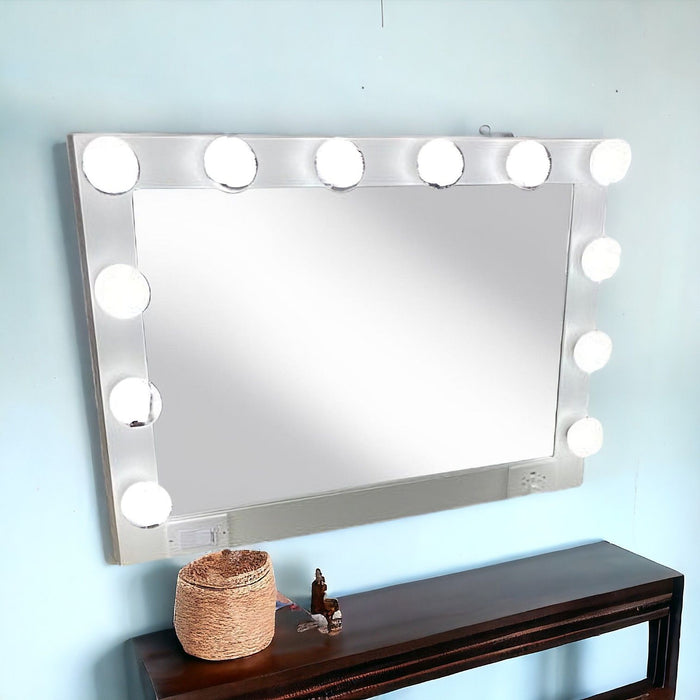 Wood Framed Accent Mirror - White