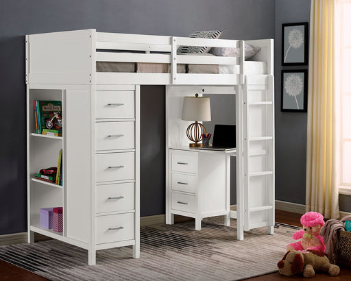 Cassidy - Twin Loft Bed With Drawers - White - Simple Home Plus