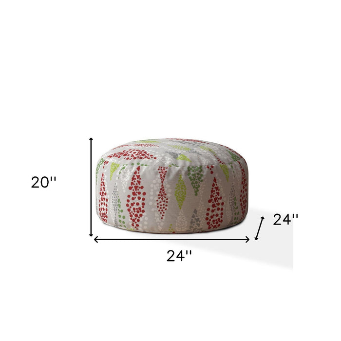 Cotton Round Polka Dots Pouf Ottoman - Ivory