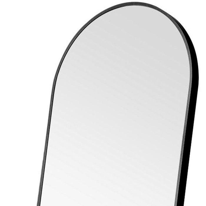 71" Arched Metal Narrow Frame Standing Mirror - Black